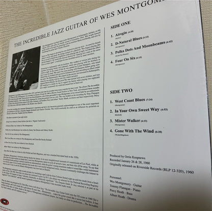 Wes Montgomery【The Incredible Jazz Guitar of Wes Montgomery】新品レコード