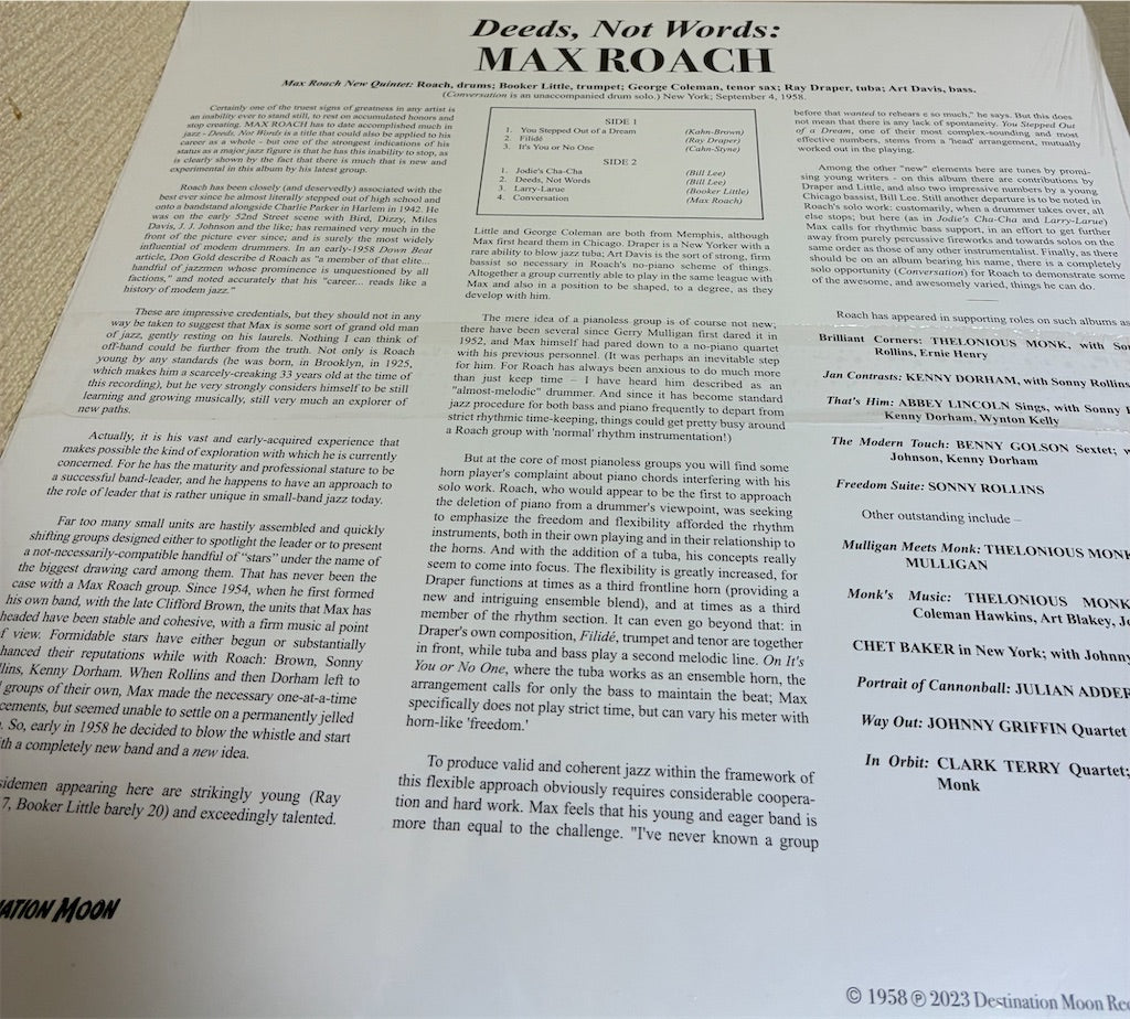Max Roach【Deeds, Not Words】新品レコード