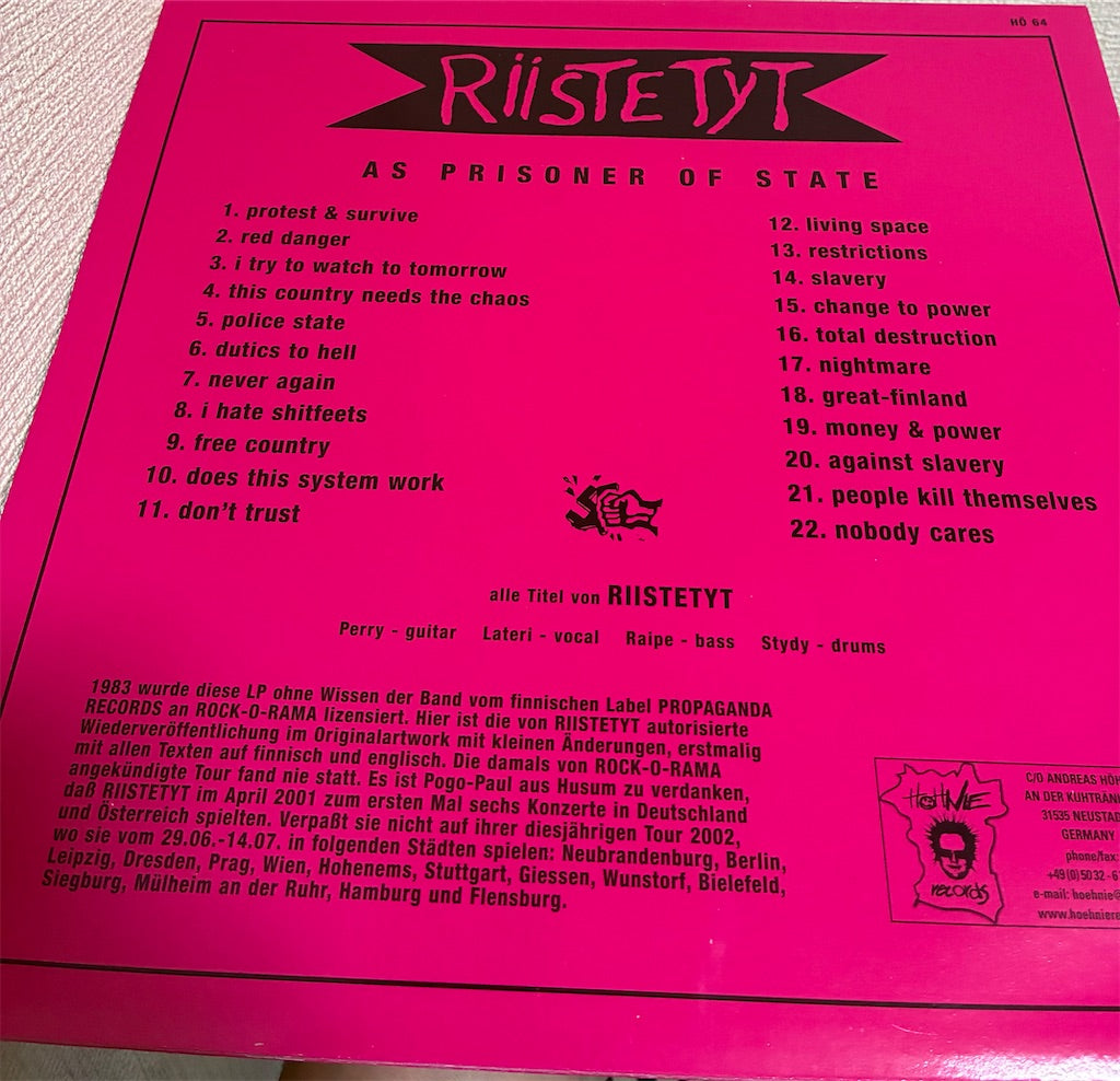 Riistetyt【As A Prisoner Of State(Valtion Vankina)】中古レコード