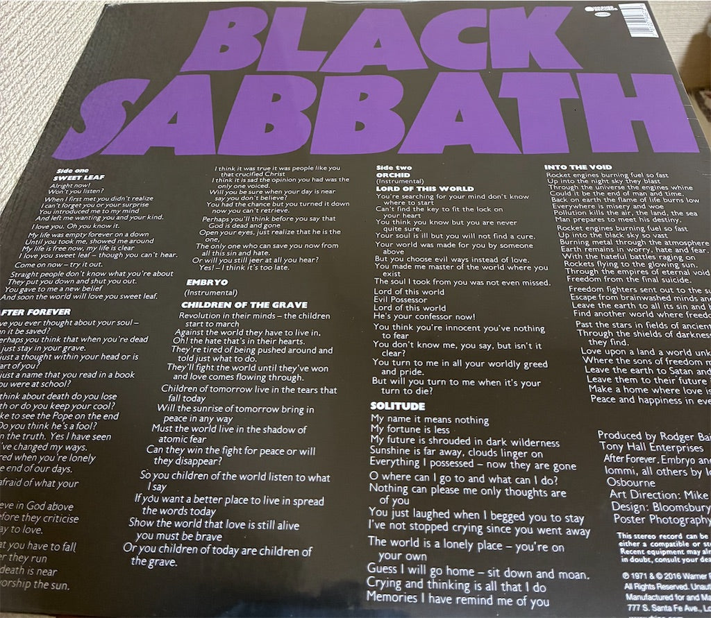 Black Sabbath【Master of Reality】新品レコード