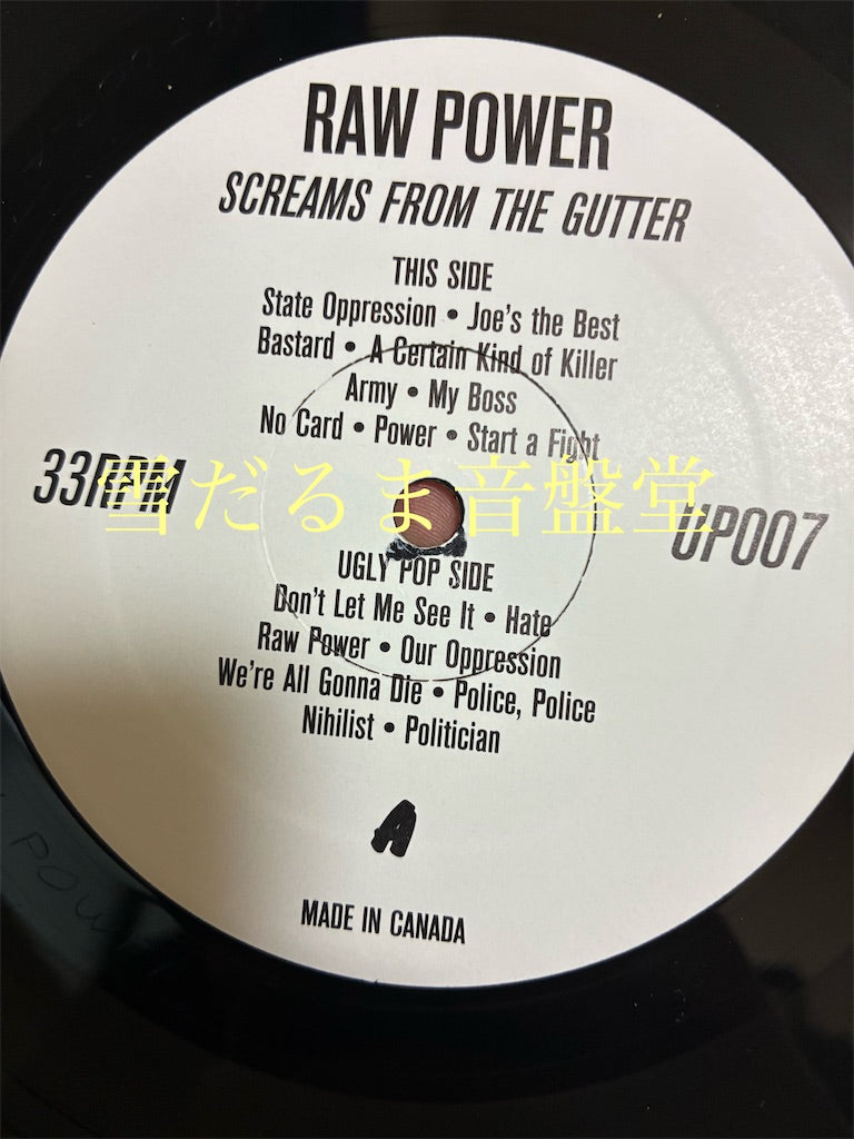 Raw Power【Screams From The Gutter】中古レコード