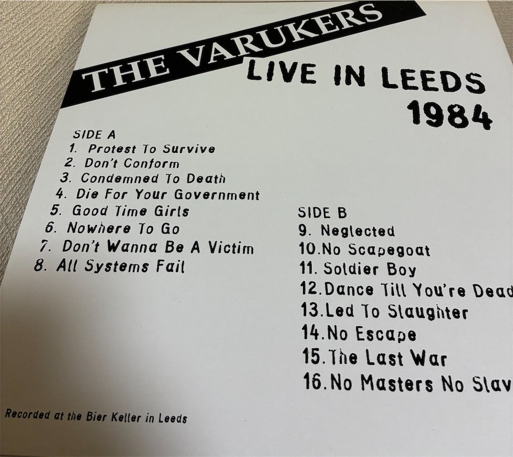 The Varukers【Live in Leeds 1984】中古レコード