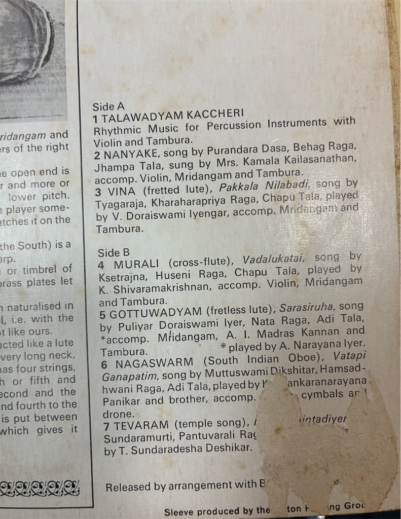 【Karnatic: A Panorama Of South Indian Music】中古レコード