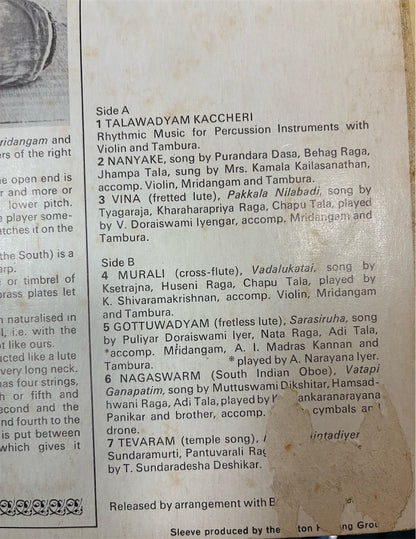 【Karnatic: A Panorama Of South Indian Music】中古レコード