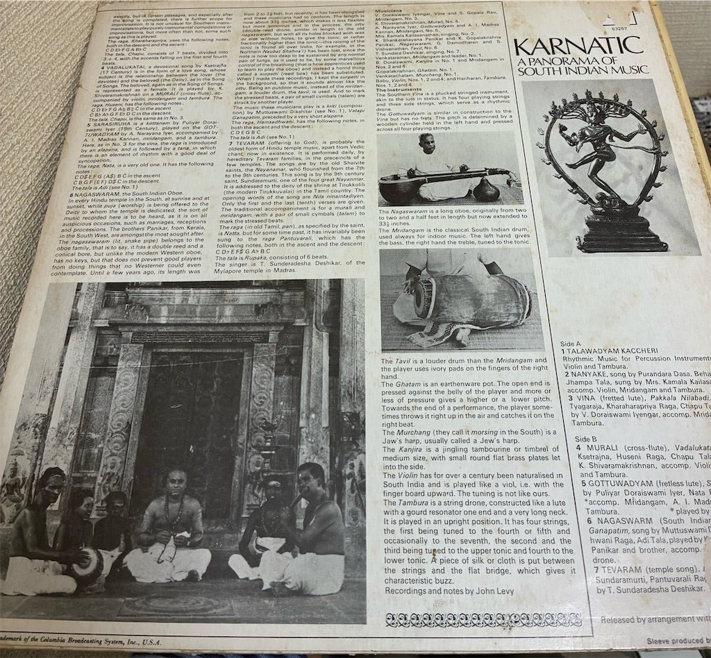 【Karnatic: A Panorama Of South Indian Music】中古レコード